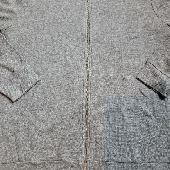 Theory Myhlo Hoodie Mens Size XL  Waffle-Knit Gray Cotton-Blend  2 Way  Zip-Up - Picture 4 of 10